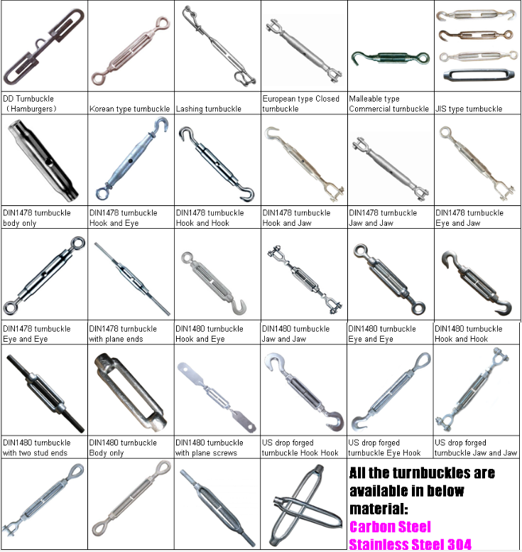 DIN1480 Drop Forged Turnbuckle with Eye&Hook&Jaw&amp; Stud