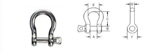 European Type Bow Shackle in Stainless Steel with High Polished Surface