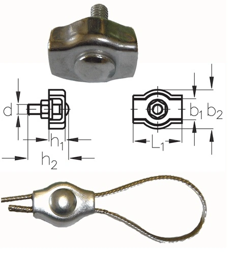 Steel Simplex Wire Rope Clip Cable Clamp Single Bolt