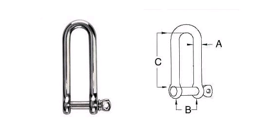 Customized Special Size Long D Shackle in Ss 316