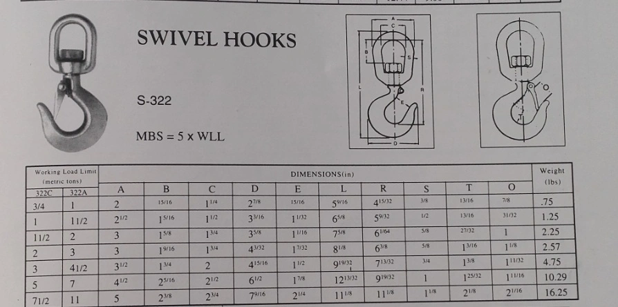 Hook S322 Swivel Hook Liffting Hook Forged High Quality
