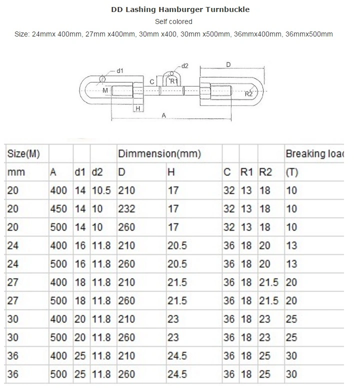 Welding Steel Hamburger Turnbuckle D-D Turnbuckle