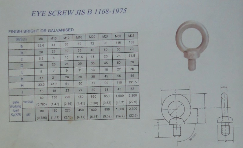 Galvanized JIS Type Lifting Eye Bolt